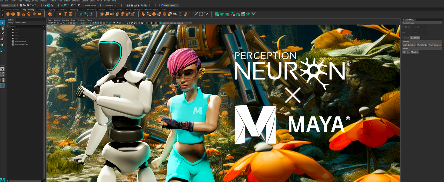 Perception Neuron Robot with a Maya 3D Character inside the Maya software