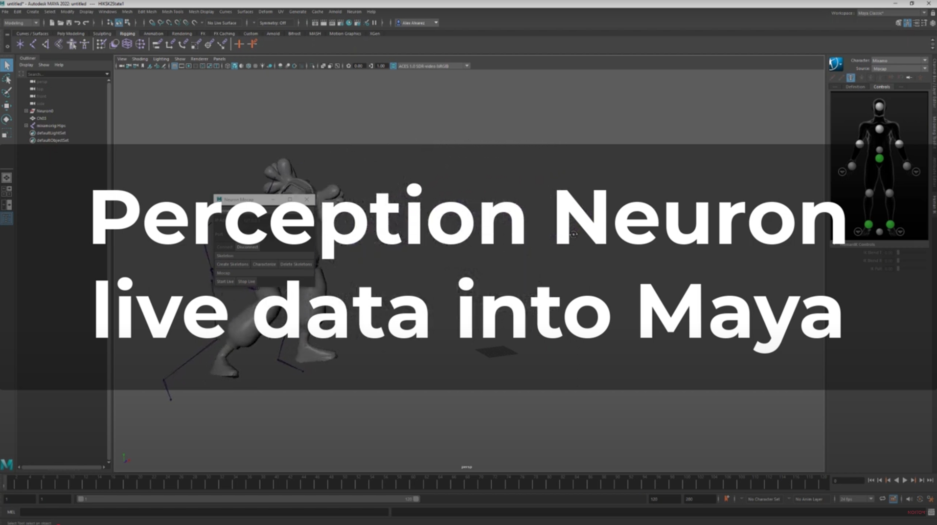perception neuron motion capture live data into autodesk maya tutorial video